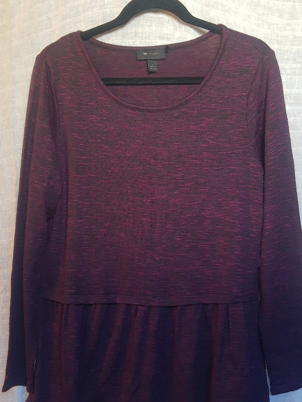 Apt. 9 Women's Long Sleeve Space-Dyed Plum and Magenta Top